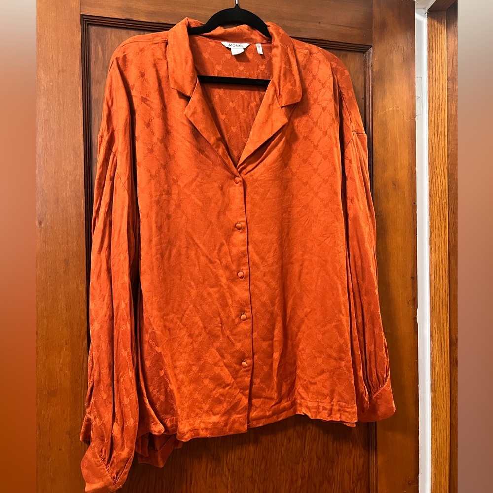 Monki Bright Orange Blouse with Heart Detail